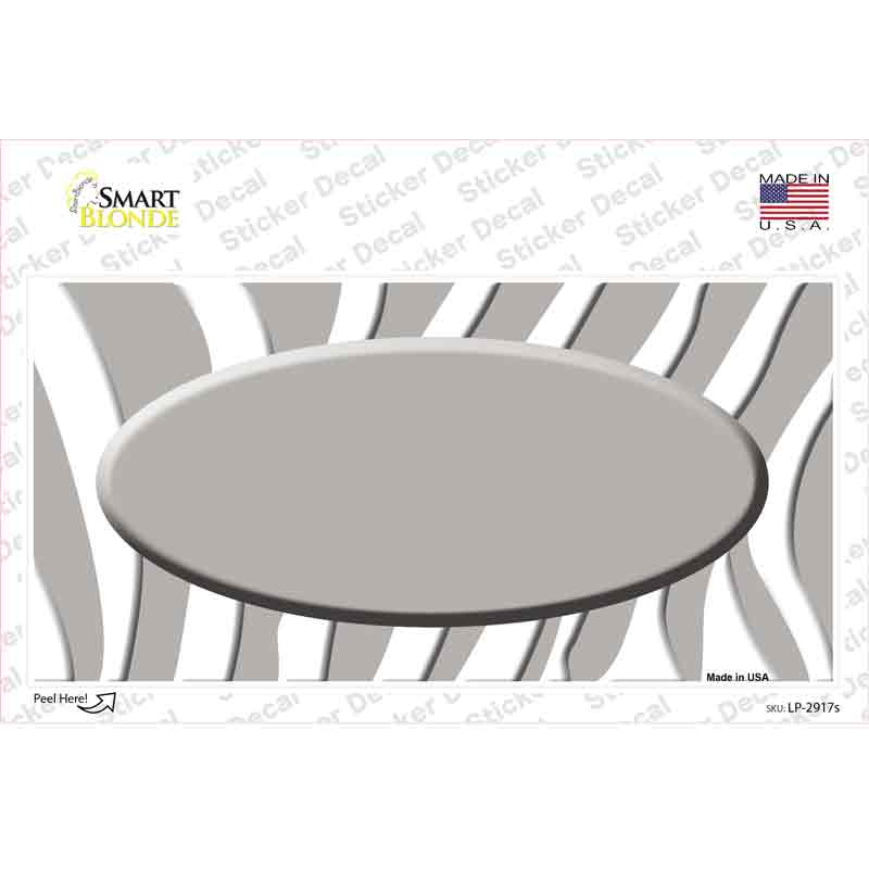 LP-2917s-M Gray White Zebra Center Oval Novelty Sticker Decal, Medium