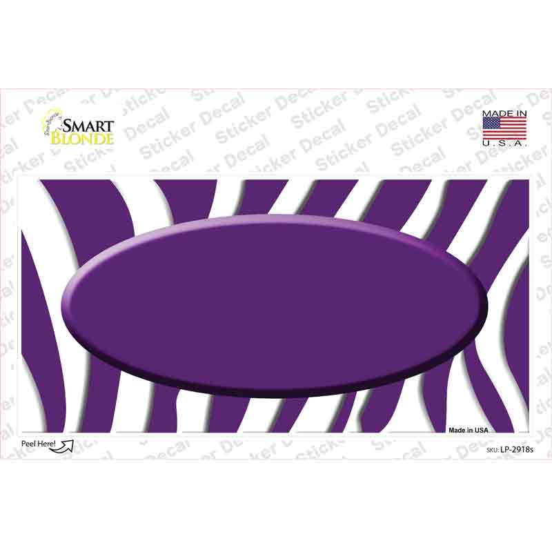 LP-2918s-M Purple White Zebra Center Oval Novelty Sticker Decal, Medium