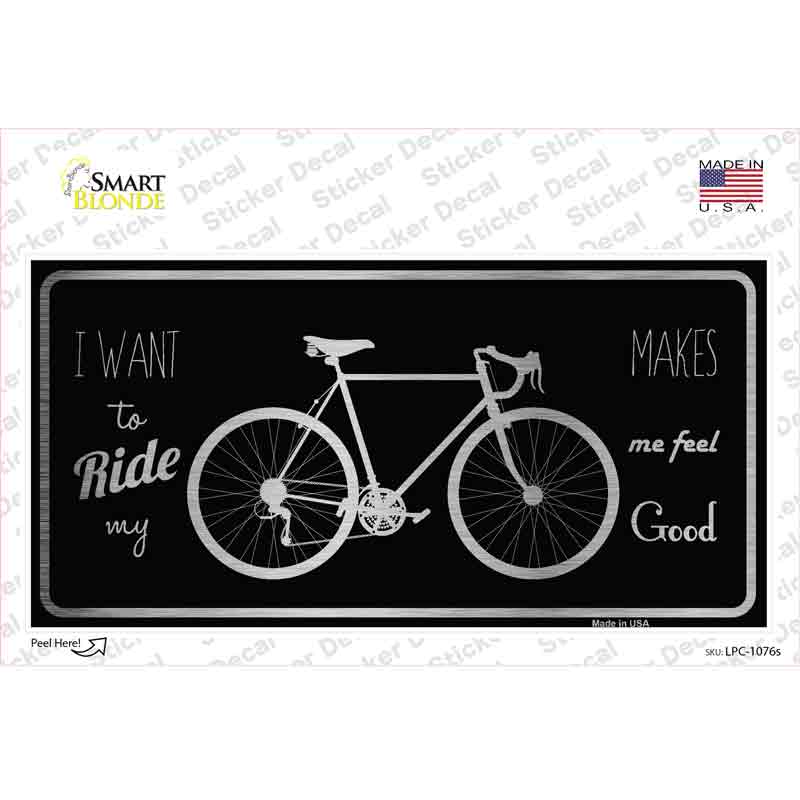 LPC-1076s-M Bike Black Brushed Chrome Novelty Sticker Decal, Medium