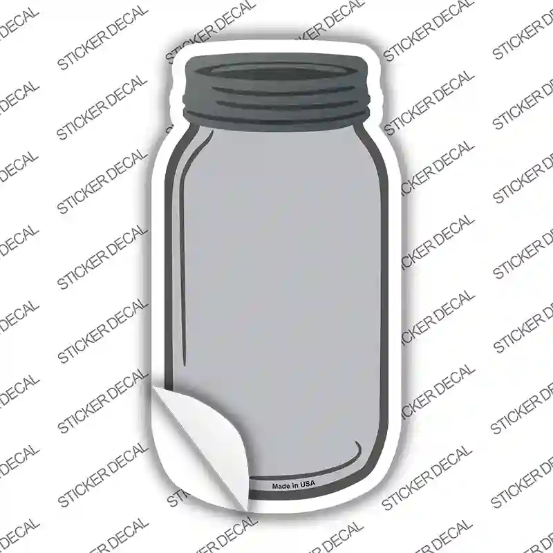 MJ-009s-S Gray Novelty Mason Jar Sticker Decal, Small