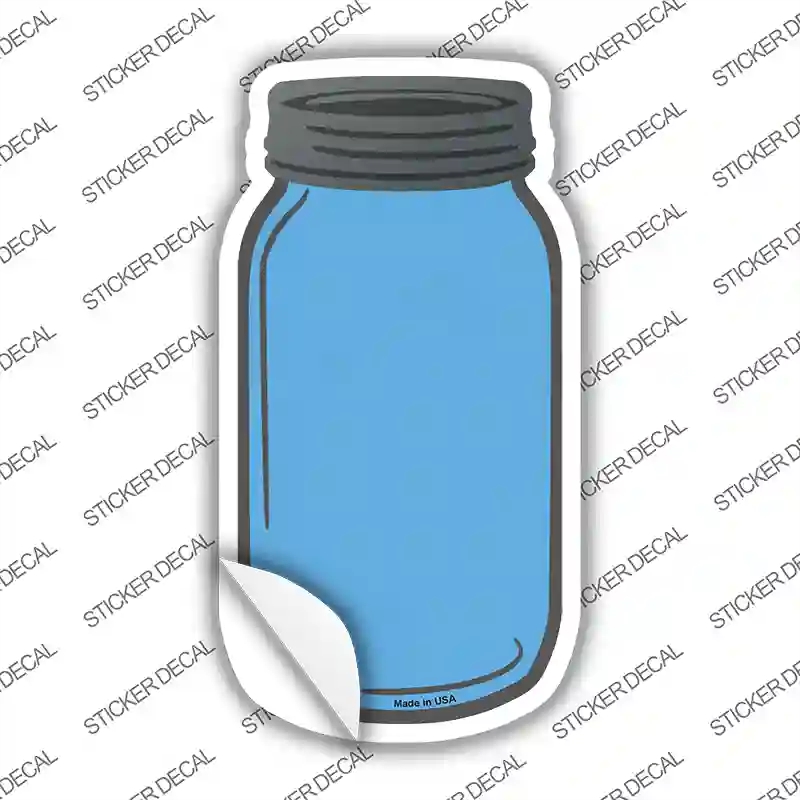 MJ-012s-S Light Blue Novelty Mason Jar Sticker Decal, Small