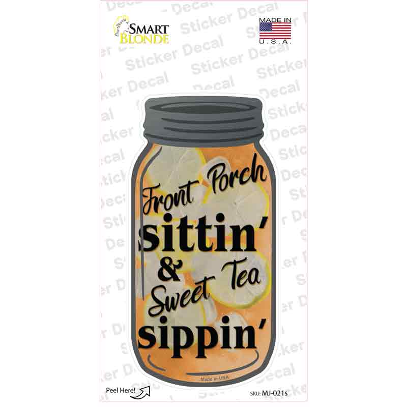 MJ-021s-M Front Porch Sitting Novelty Mason Jar Sticker Decal, Medium