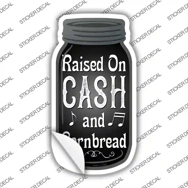 MJ-023s-S Cash & Cornbread Black Novelty Mason Jar Sticker Decal, Small