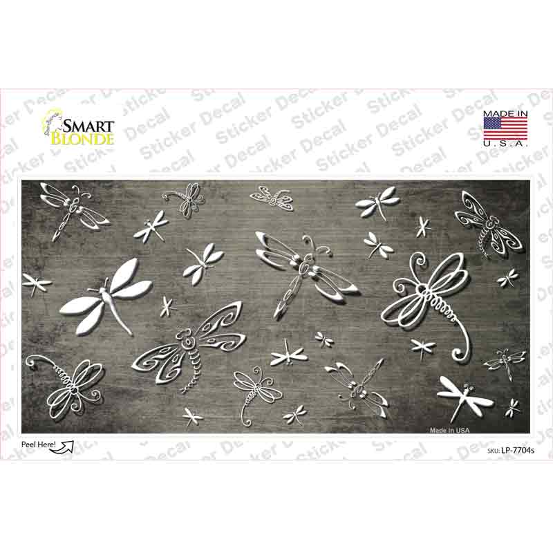 LP-7704s-M Tan White Dragonfly Oil Rubbed Novelty Sticker Decal, Medium