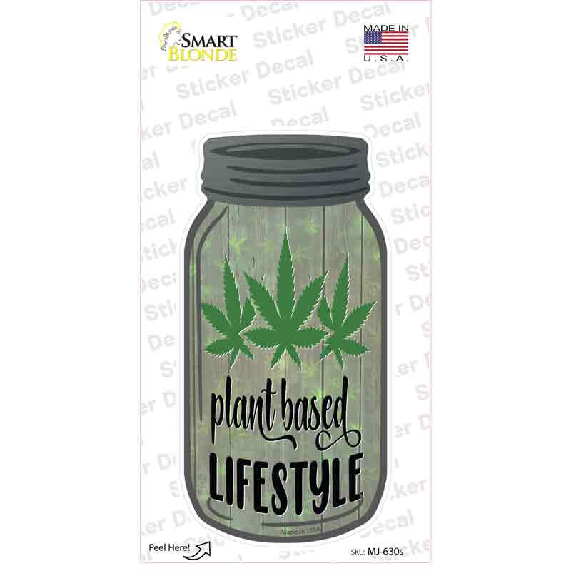 MJ-630s-M Plant Based Lifestyle Novelty Mason Jar Sticker Decal, Medium