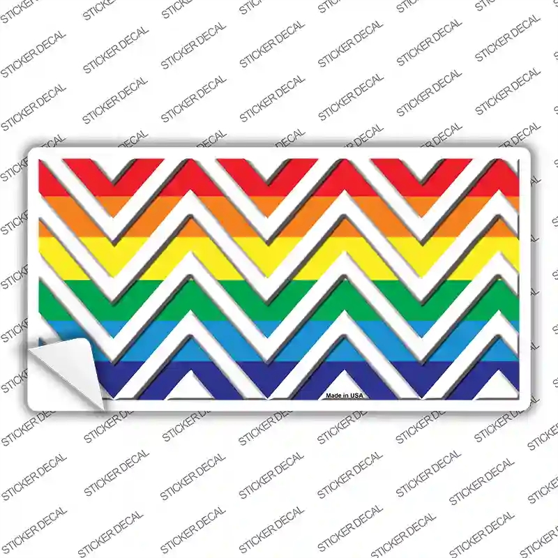 LP-4765s-L Rainbow White Chevron Novelty Sticker Decal, Large