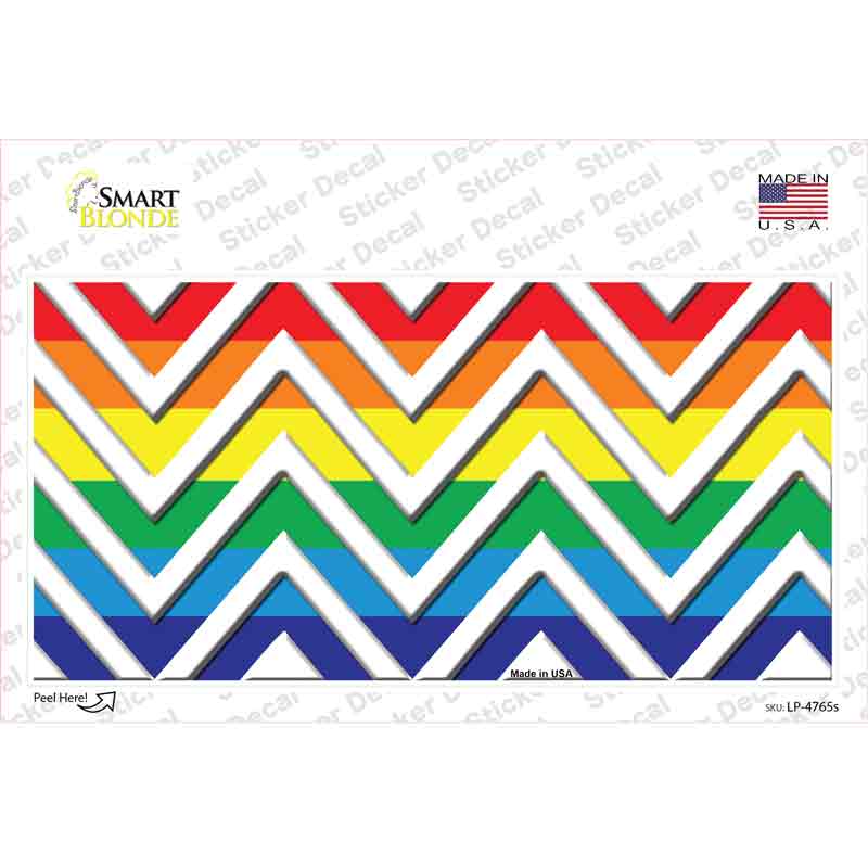 LP-4765s-M Rainbow White Chevron Novelty Sticker Decal, Medium