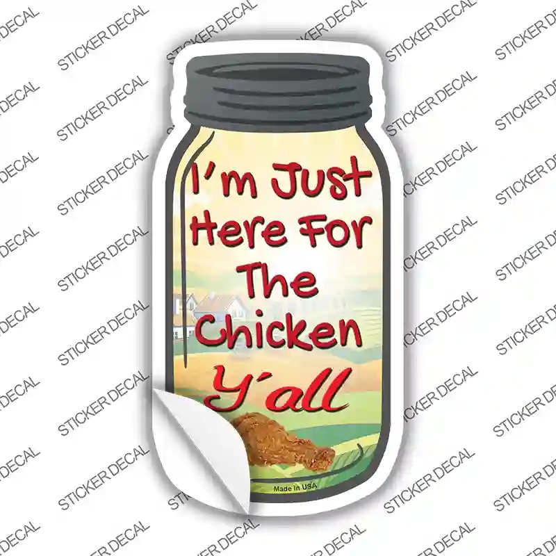 MJ-031s-L Here for Chicken Novelty Mason Jar Sticker Decal, Large