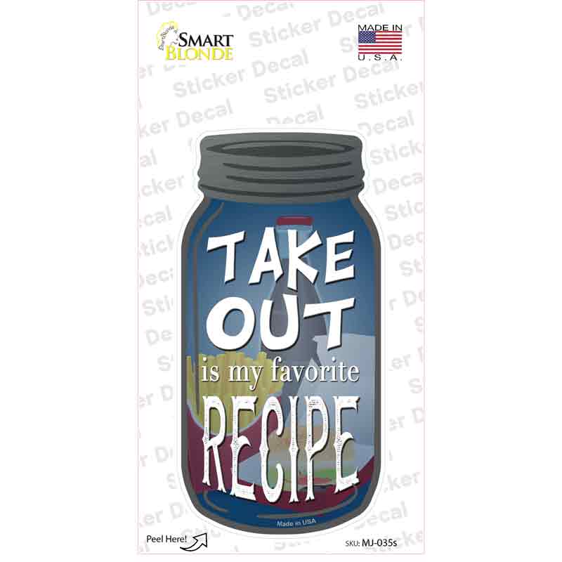 MJ-035s-M Take Out Recipe Novelty Mason Jar Sticker Decal, Medium