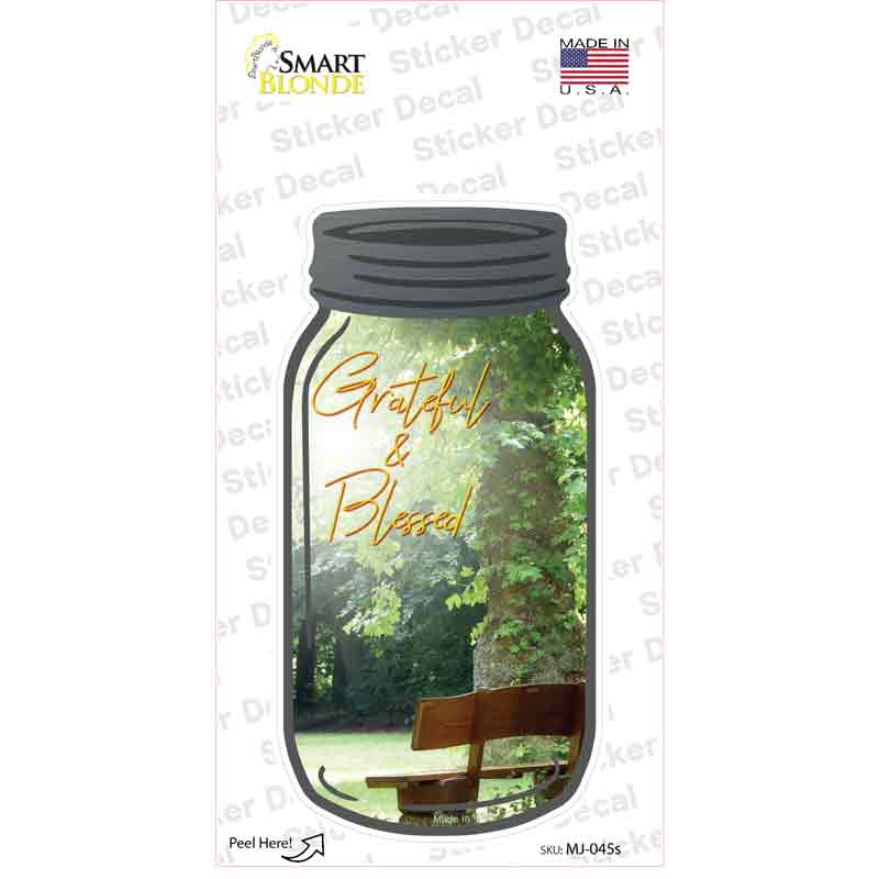 MJ-045s-M Summer Grateful & Blessed Novelty Mason Jar Sticker Decal, Medium
