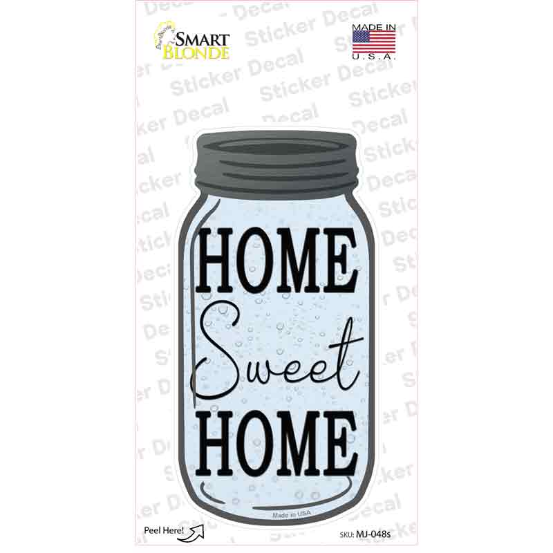 MJ-048s-M Home Sweet Home Gray Novelty Mason Jar Sticker Decal, Medium
