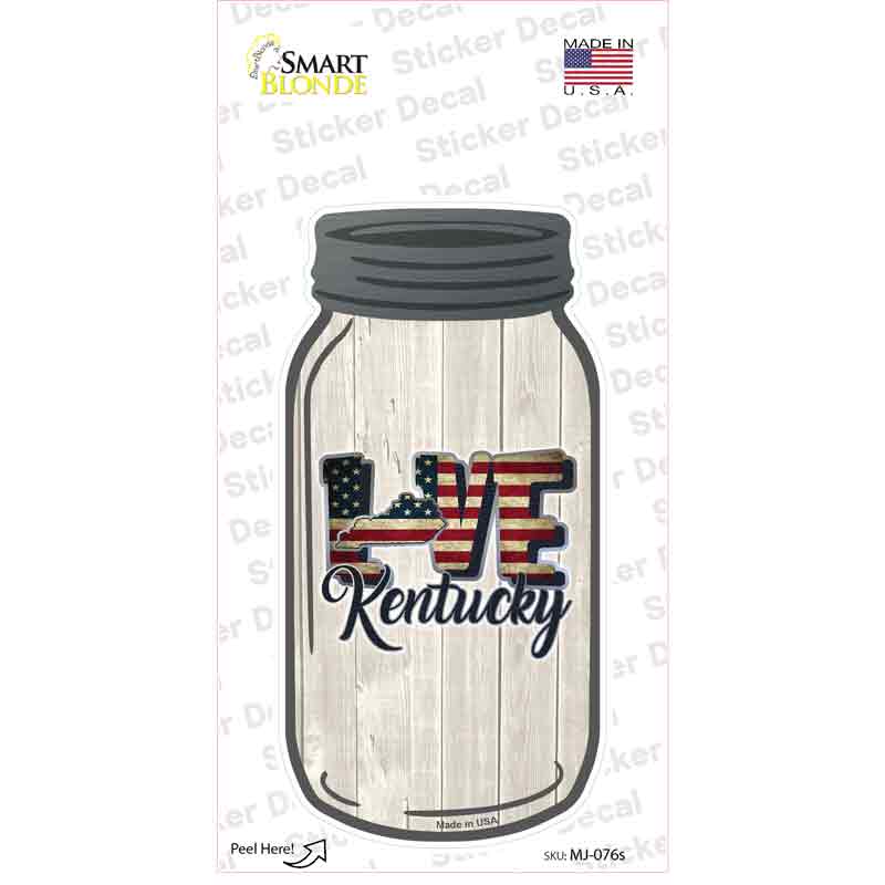 MJ-076s-M Love Kentucky Silhouette Novelty Mason Jar Sticker Decal, Medium