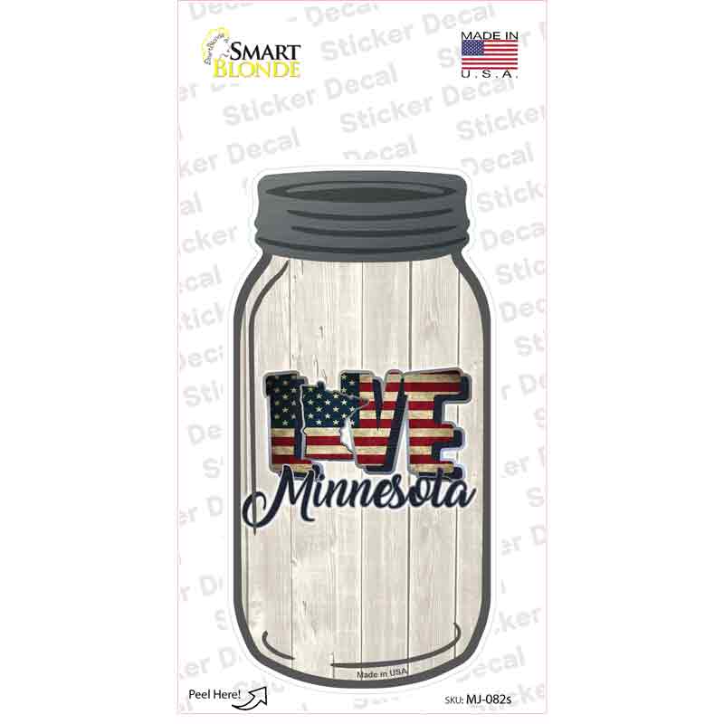 MJ-082s-M Love Minnesota Silhouette Novelty Mason Jar Sticker Decal, Medium