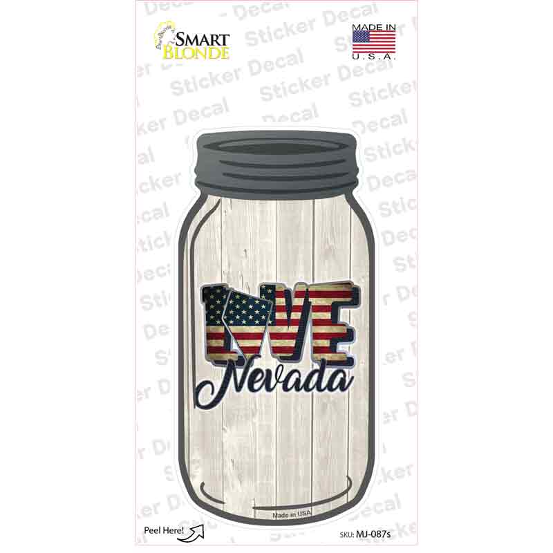 MJ-087s-M Love Nevada Silhouette Novelty Mason Jar Sticker Decal, Medium