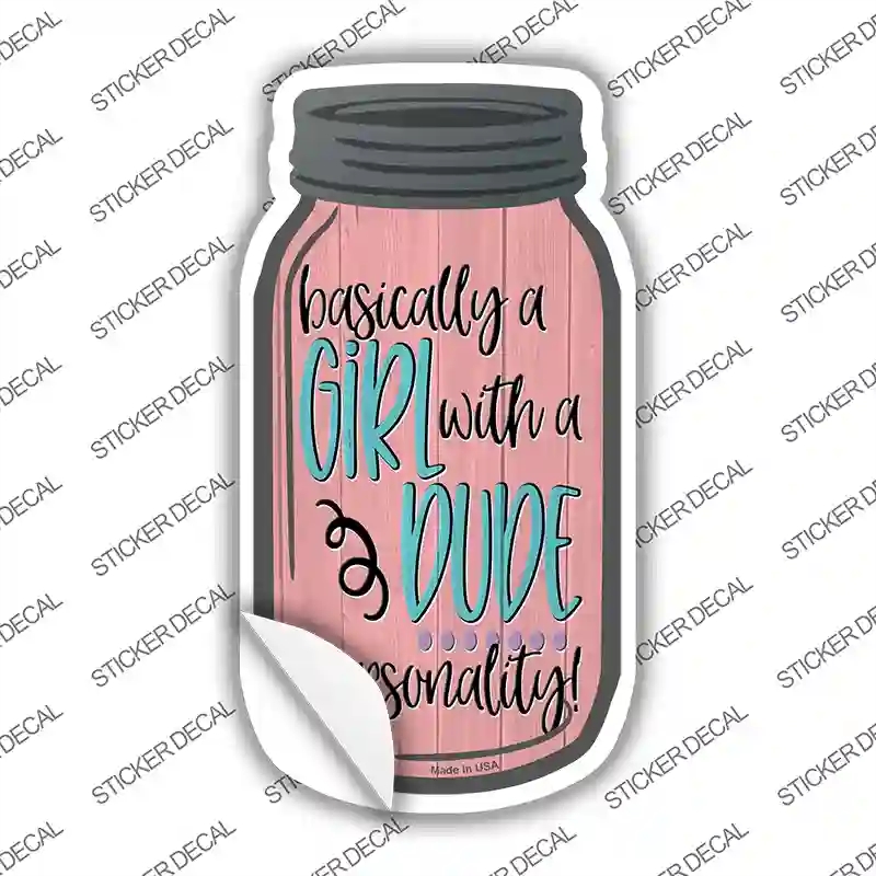 MJ-657s-S Basically A Girl Novelty Mason Jar Sticker Decal, Small