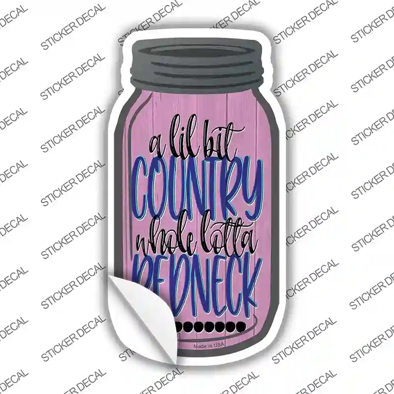 MJ-663s-S A Lil Bit Country Novelty Mason Jar Sticker Decal, Small