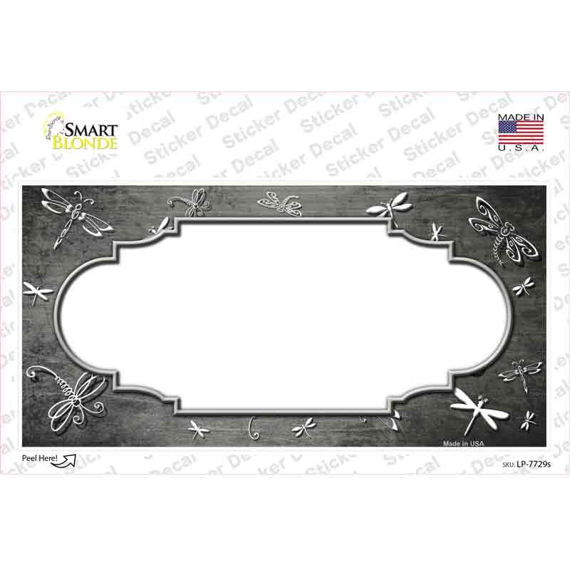 LP-7729s-M Gray White Dragonfly Scallop Oil Rubbed Novelty Sticker Decal, Medium