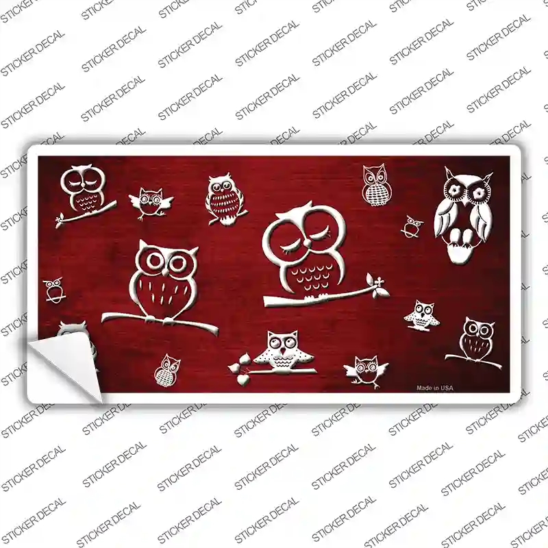LP-7743s-S Red White Owl Oil Rubbed Novelty Sticker Decal, Small