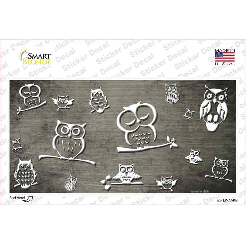 LP-7749s-M Tan White Owl Oil Rubbed Novelty Sticker Decal, Medium