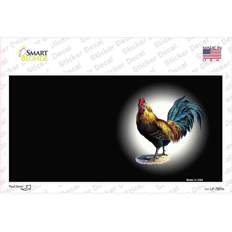LP-7803s-M Rooster Offset Black Novelty Sticker Decal, Medium