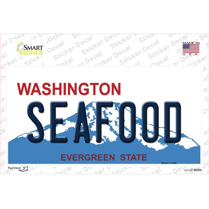 LP-8690s-M Seafood Washington Novelty Sticker Decal, Medium