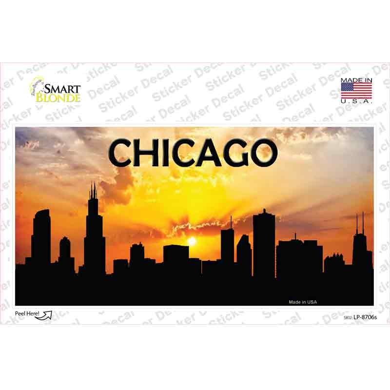 LP-8706s-M Chicago Silhouette Novelty Sticker Decal, Medium