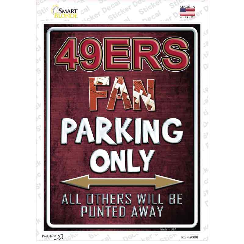 P-2008s-M 49ers Novelty Rectangle Sticker Decal, Medium