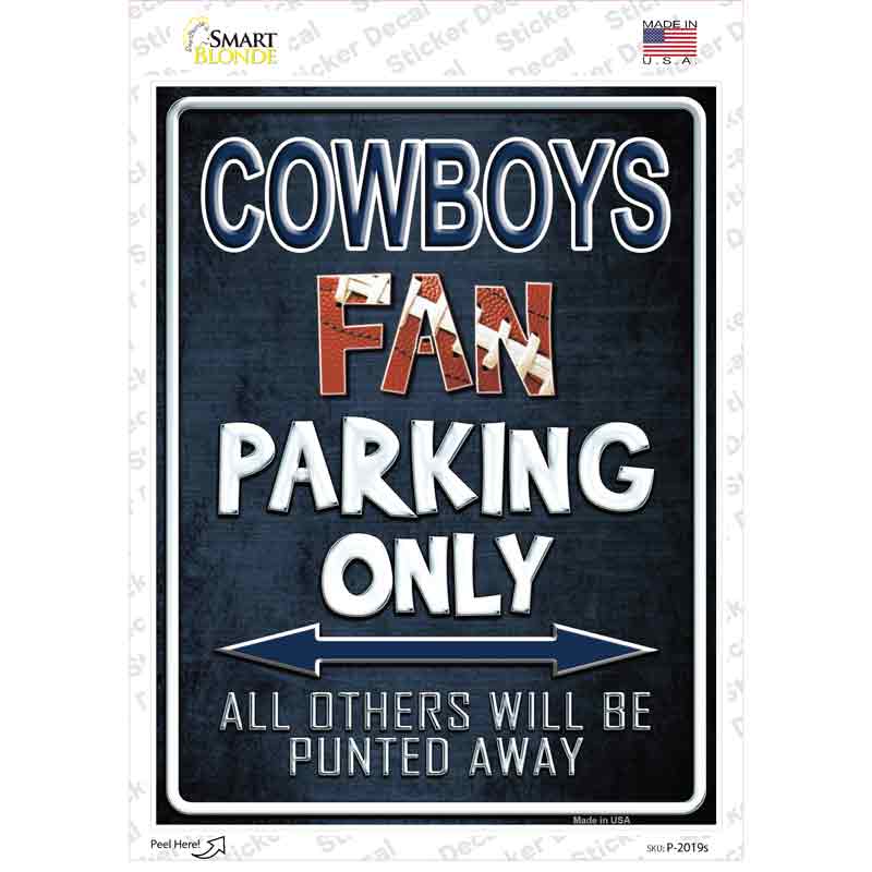 P-2019s-M Cowboys Novelty Rectangle Sticker Decal, Medium