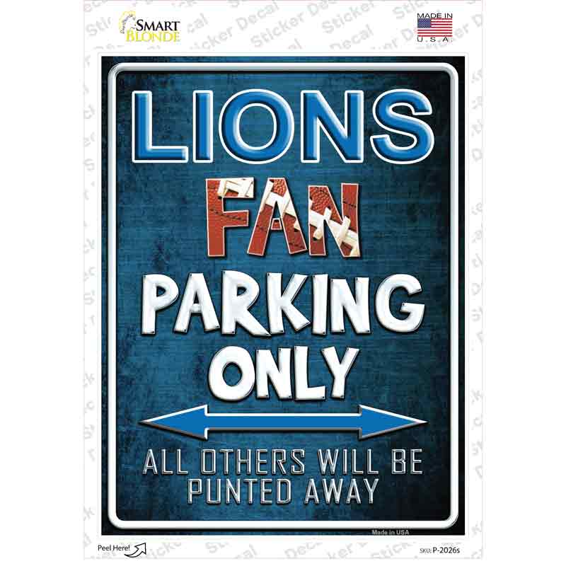 P-2026s-M Lions Novelty Rectangle Sticker Decal, Medium