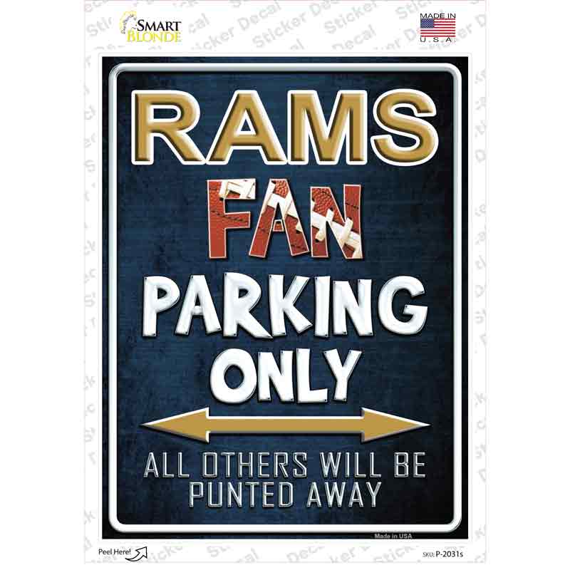 P-2031s-M Rams Novelty Rectangle Sticker Decal, Medium