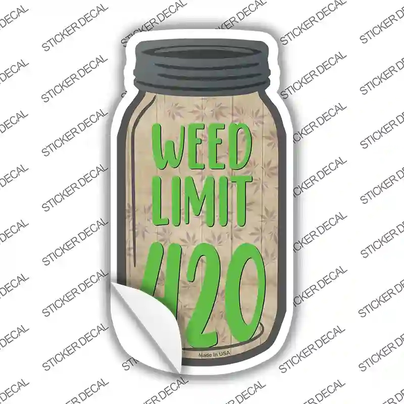 MJ-624s-S Weed Limit 420 Novelty Mason Jar Sticker Decal, Small