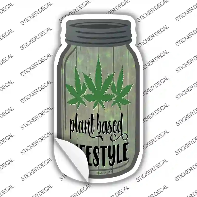 MJ-630s-S Plant Based Lifestyle Novelty Mason Jar Sticker Decal, Small