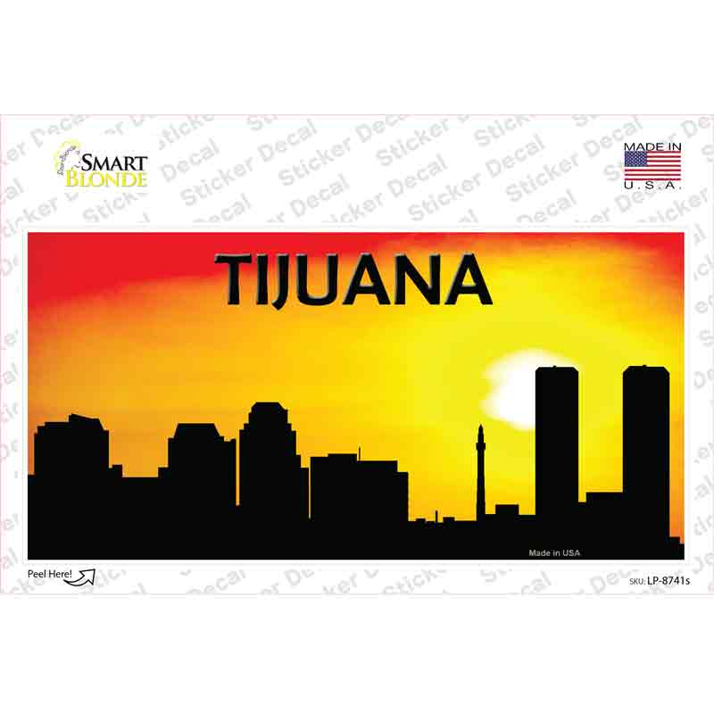 LP-8741s-M Tijuana Silhouette Novelty Sticker Decal, Medium