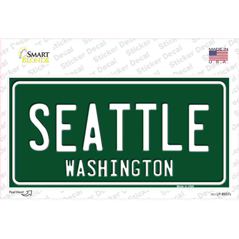 LP-8937s-M Seattle Washington Green Novelty Sticker Decal, Medium