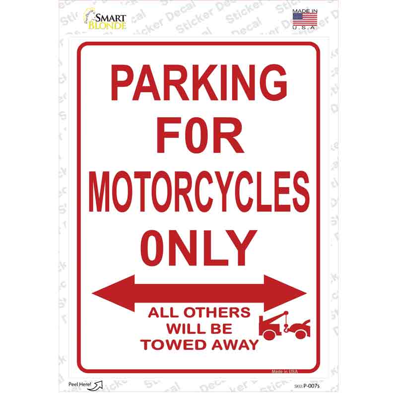 P-007s-M Motorcycle Only Novelty Rectangle Sticker Decal, Medium