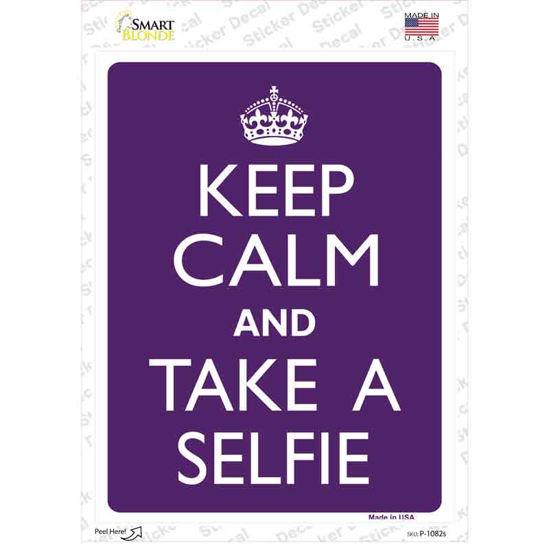 P-1082s-M Keep Calm Take Selfie Novelty Rectangle Sticker Decal, Medium