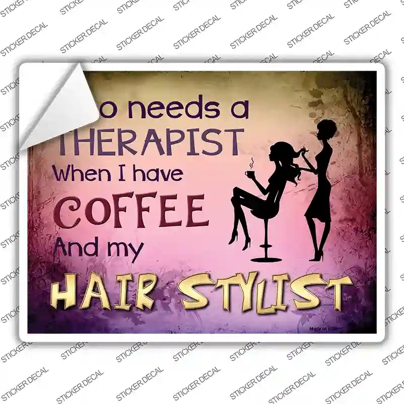 P-1122s-XL Coffee & Hair Stylist Novelty Rectangle Sticker Decal, Extra Large
