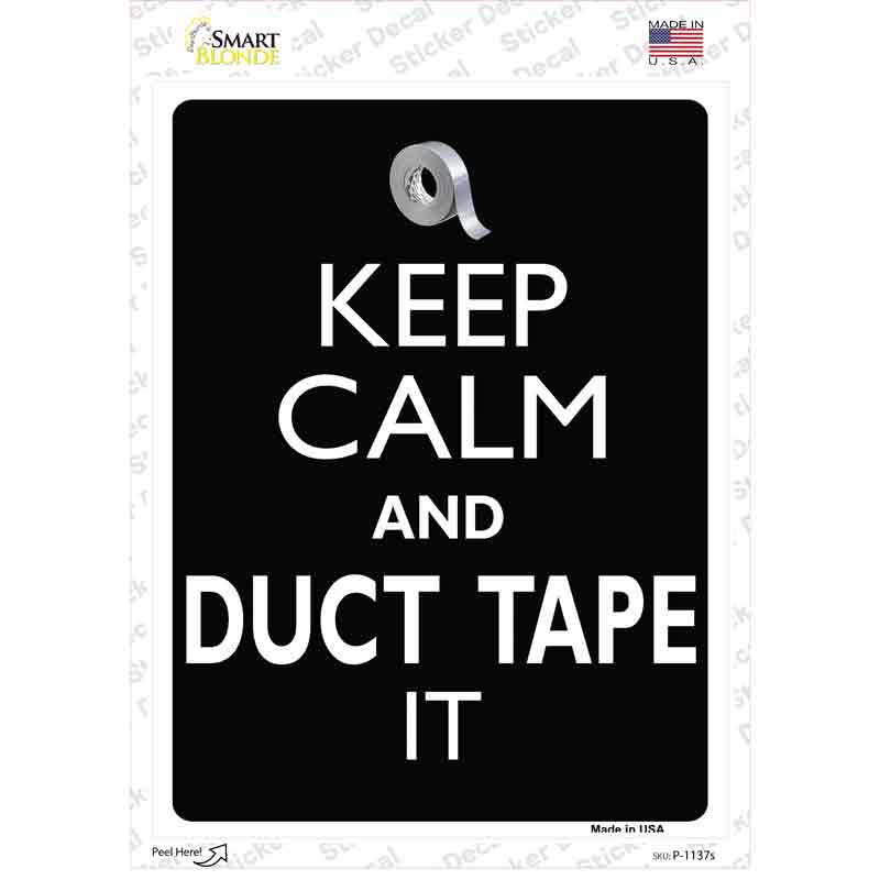 P-1137s-M Keep Calm & Duct Tape It Novelty Rectangle Sticker Decal, Medium