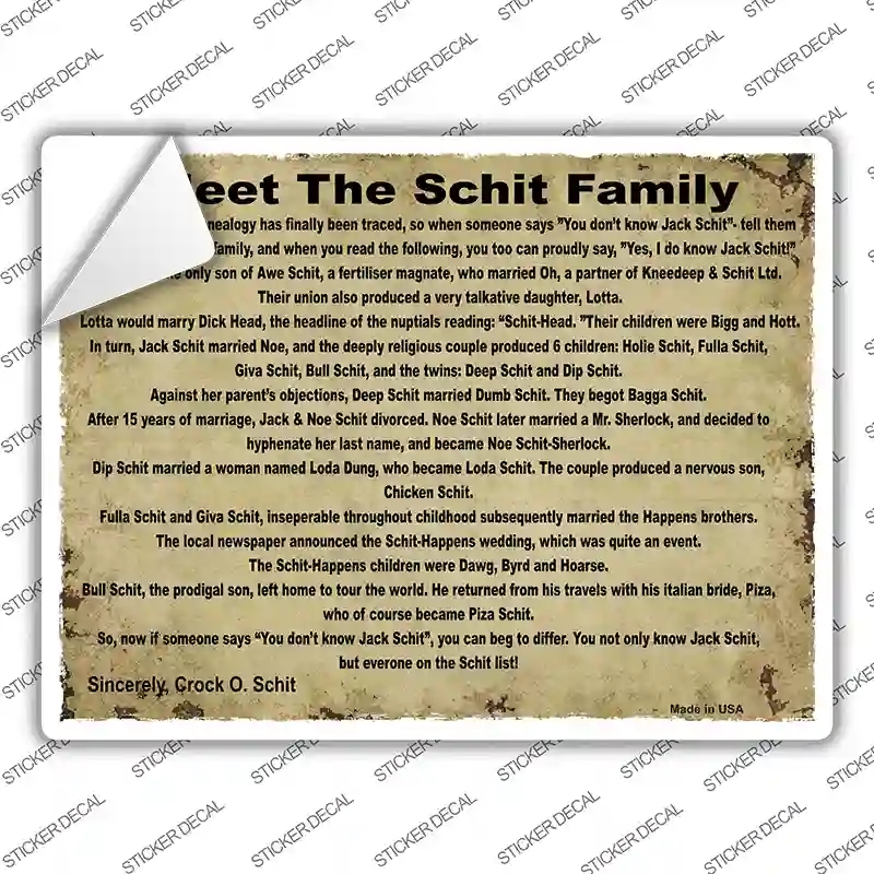 P-118s-S Meet the Schit Family Novelty Rectangle Sticker Decal, Small