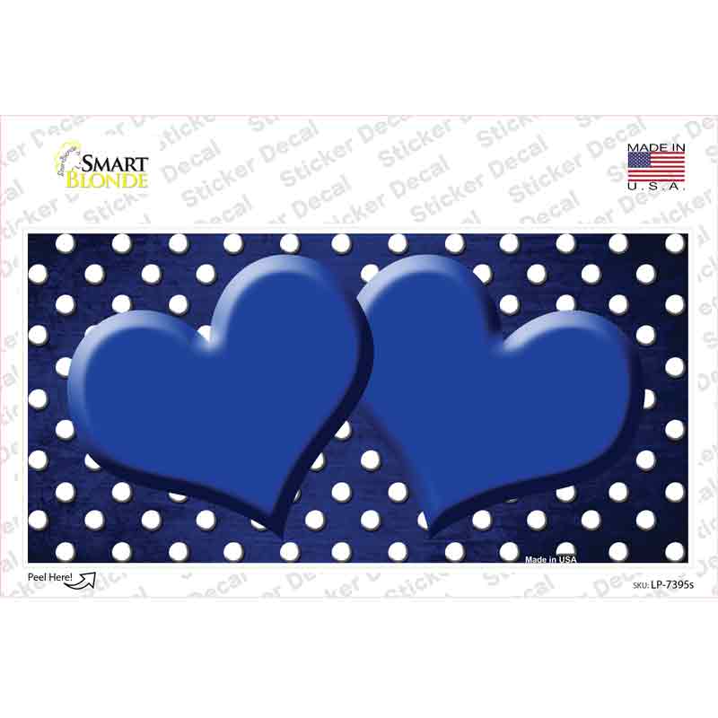 LP-7395s-M Blue White Small Dots Hearts Oil Rubbed Novelty Sticker Decal, Medium