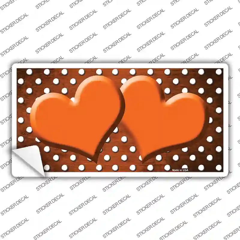 LP-7397s-S Orange White Small Dots Hearts Oil Rubbed Novelty Sticker Decal, Small