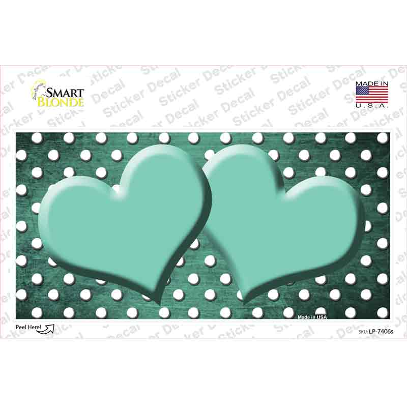 LP-7406s-M Mint White Small Dots Hearts Oil Rubbed Novelty Sticker Decal, Medium