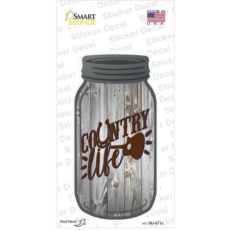 MJ-671s-M Country Life Novelty Mason Jar Sticker Decal, Medium