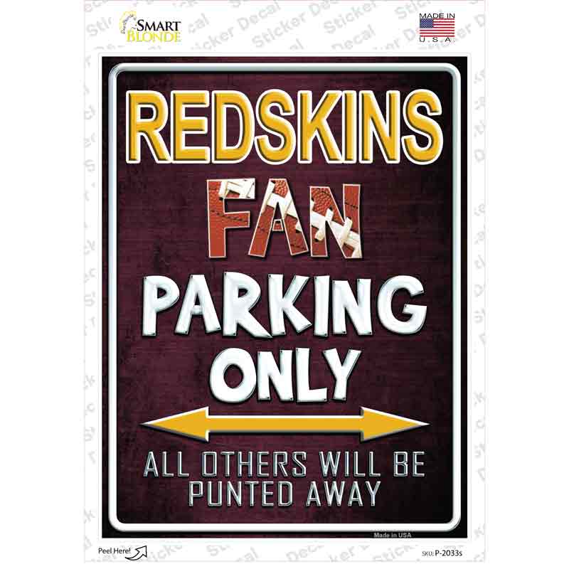 P-2033s-M Redskins Novelty Rectangle Sticker Decal, Medium