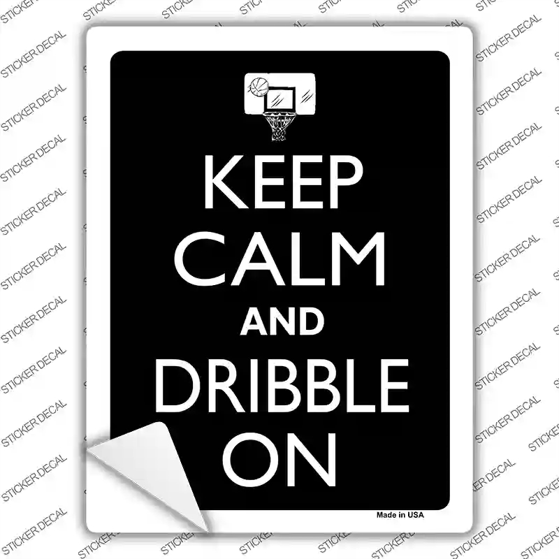 P-2109s-S Keep Calm & Dribble on Novelty Rectangle Sticker Decal, Small