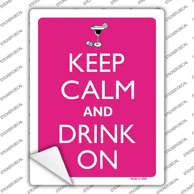 P-2117s-L Keep Calm & Drink on Novelty Rectangle Sticker Decal, Large