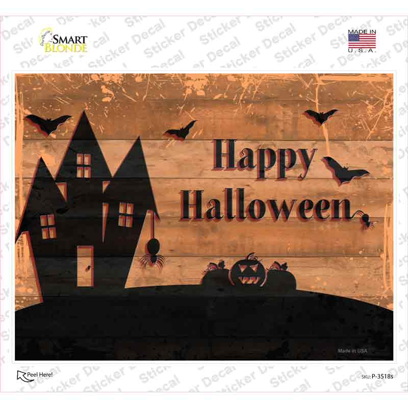P-3518s-M Happy Halloween Novelty Rectangular Sticker Decal, Medium