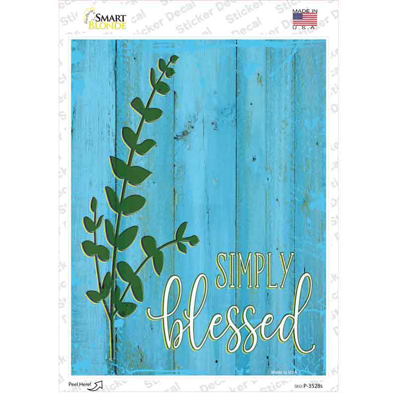 P-3528s-M Simply Blessed Novelty Rectangular Sticker Decal, Medium