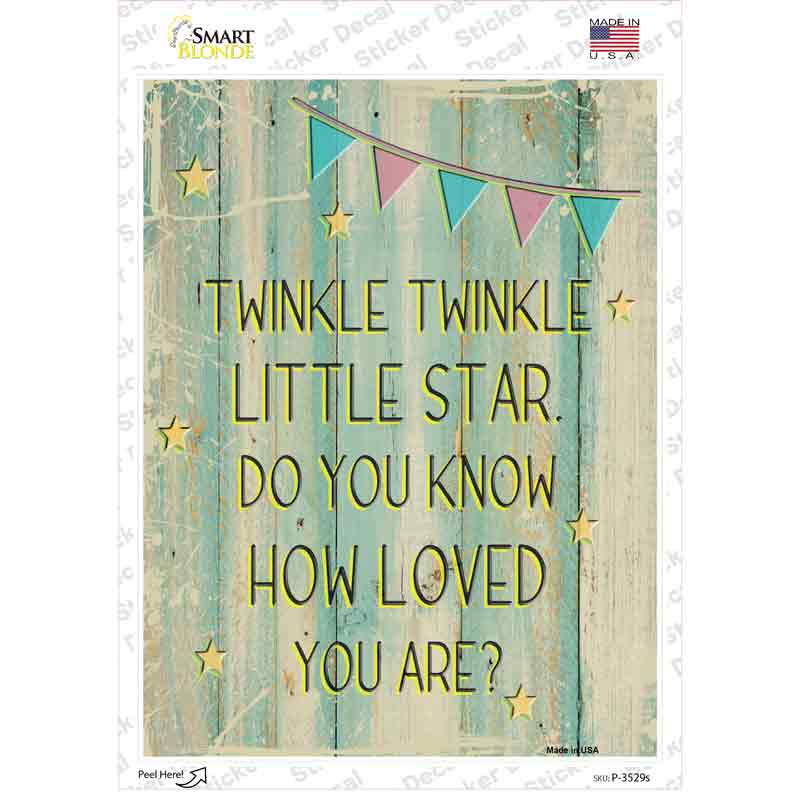 P-3529s-M Twinkle Little Star Novelty Rectangular Sticker Decal, Medium