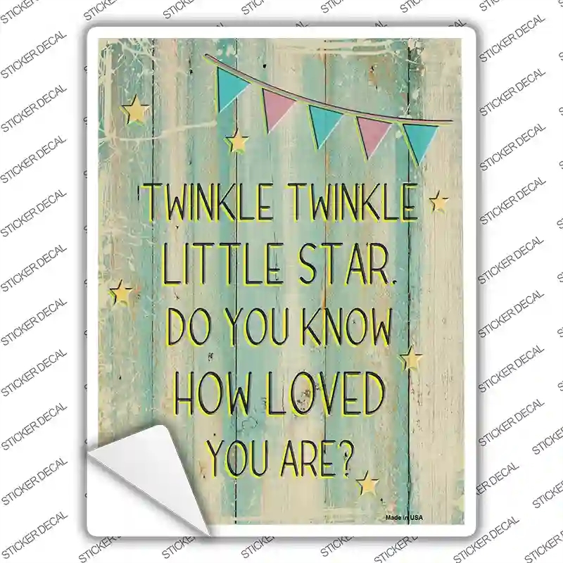 P-3529s-S Twinkle Little Star Novelty Rectangular Sticker Decal, Small
